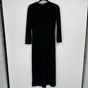 KAMALIKULTURE Dress Womens Medium Black Maxi Crew‎ Neck Solid Minimalist Casual